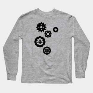 Black graphic gears Long Sleeve T-Shirt